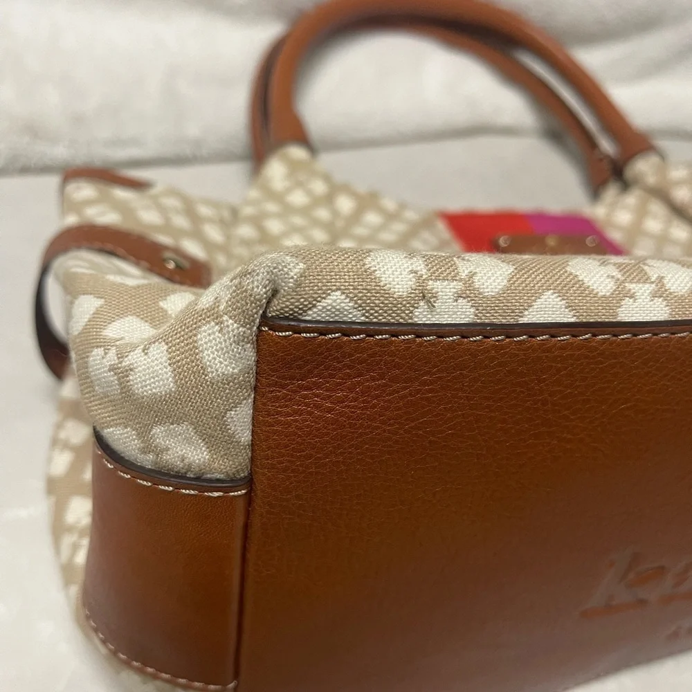 EUC Kate Spade New York Beige/Brown Canvas and Leather Stevie Bag
